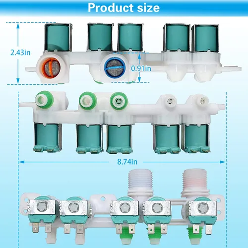 Miniatura 4 de DC97-15459G - Conjunto de válvula de entrada de agua para lavadora Samsung, reemplaza AP5623056 PS4220861 EAP4220861 3276197 WA45H7000AW WA48H7400AW