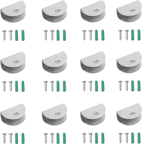 Miniatura 13 de Soporte de estante de vidrio ajustable de acero inoxidable, 4 unidades, medio redondo, para puerta pequeña, para gabinete de puerta pequeña, soporte