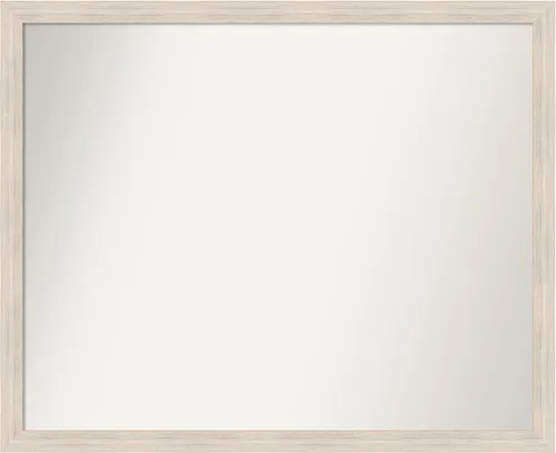 Miniatura 314 de Amanti Art Espejo de baño blanco para sobre el fregadero, 30 x 35 pulgadas, espejo de tocador rectangular estrecho de Eva de oro blanco, marco