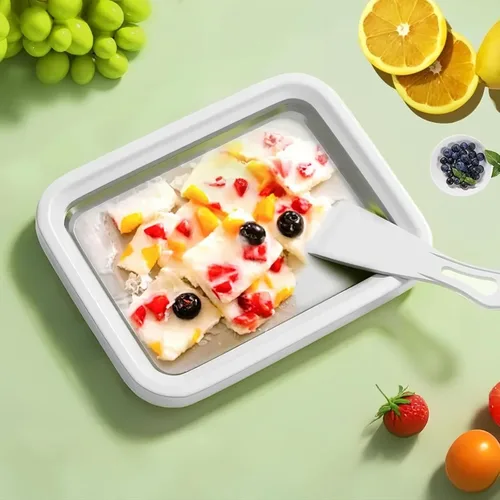 Miniatura 2 de Máquina para hacer helados enrollados, sartén para puntos dulces, plato frío instantáneo, ideal para hacer helado enrollado, suave para servir