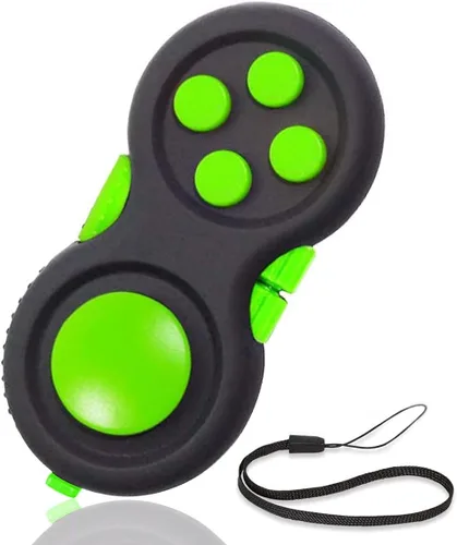 Mini Fidget botón controlador pad juguetes para niños adultos con ansiedad y autismo (negro y verde)