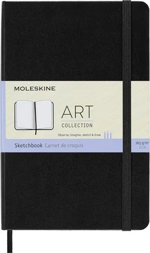 Moleskine Cuaderno de bocetos artístico, tapa dura, mediano (4.5 x 7 pulgadas), liso/en blanco, negro, 88 páginas