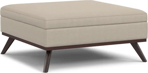 Miniatura 18 de Simpli Home Owen - Mesa auxiliar cuadrada de 91 cm (36 pulgadas) de ancho, otomana de almacenamiento con tapa superior, reposapiés tapizado en cuero