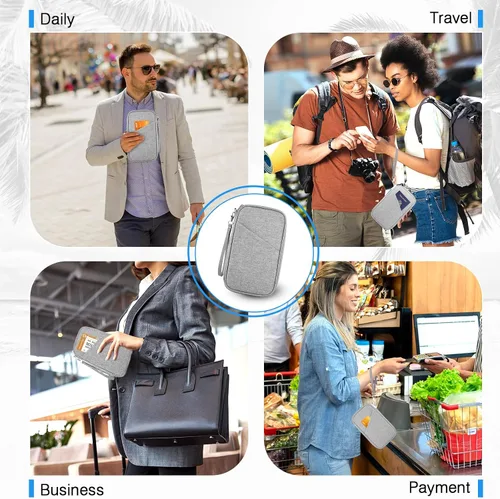 Miniatura 6 de Cartera para pasaporte familiar para mujer, con bloqueo Rfid para pasaporte, carteras de primera calidad esenciales de viaje, bolsa impermeable