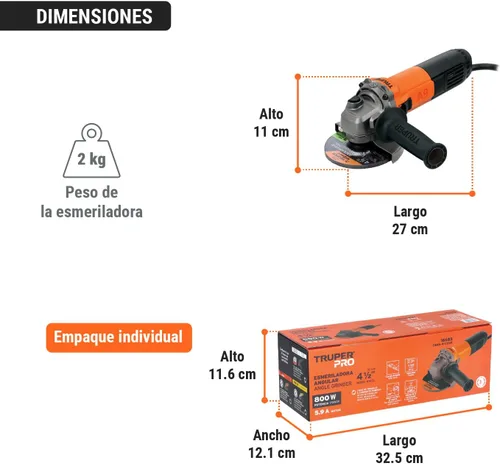 Miniatura 9 de Amoladora angular 4-1/2 ', profesional, 800 W