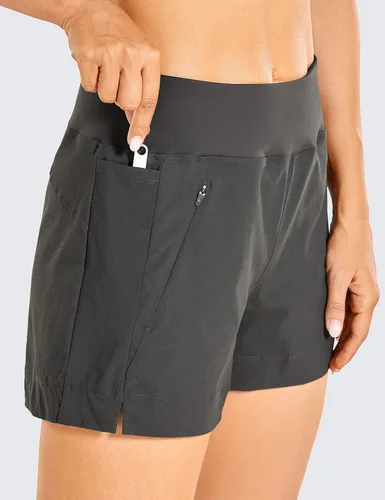 Miniatura 3 de CRZ YOGA Pantalones cortos de senderismo ligeros de tiro medio para mujer, 4 pulgadas, elásticos, atléticos, de verano, viajes, al aire libre