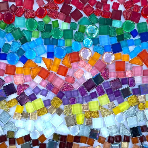 LITMIND 1.1LB Azulejos de Mosaico de Cristal Irregular de Colores Surtidos - Perfectos para Manualidades Artísticas, Proyectos de Creación de Mezcla