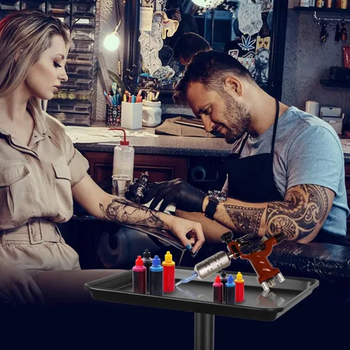 Miniatura 7 de Bandeja de salón sobre ruedas, carrito de belleza rodante con altura ajustable, equipo profesional de salón para uso en barbería/spa/hogar