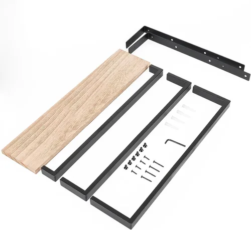Miniatura 9 de NearMoon Toallero colgante para baño, toallero de metal grueso con estante de madera, almacenamiento de barra de toallas de 3 niveles, colgadores