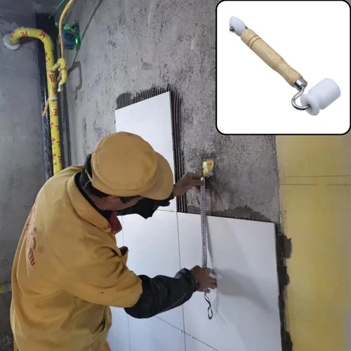 Miniatura 6 de Rodillo de costura de nailon de doble extremo con mango de madera, herramienta de rodillo de papel tapiz para construcción, amortiguamiento
