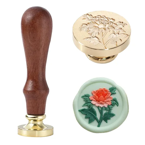 Miniatura 9 de Sello de cera – Sello de cera de sellado de semillas de loto, sello floral y vegetal, cabeza de sello de flor de loto ovalada para tarjetas, sobres