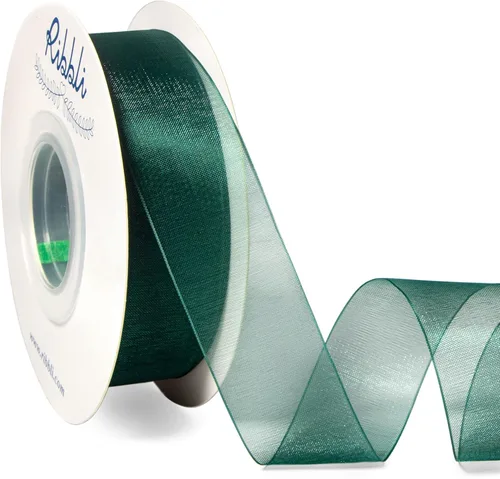 Miniatura 26 de Ribbli - Cinta de organza color oro pálido, 1/2 pulgadas x 50 yardas continuas, cinta transparente dorada para envolver regalos, envolver galletas