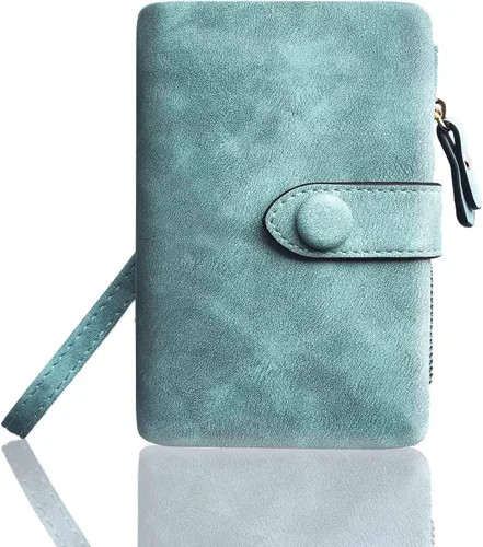 Miniatura 4 de AOXONEL Cartera pequeña de cuero plegable para mujer, con bloqueo Rfid, con tarjetero y ventana de identificación, monedero