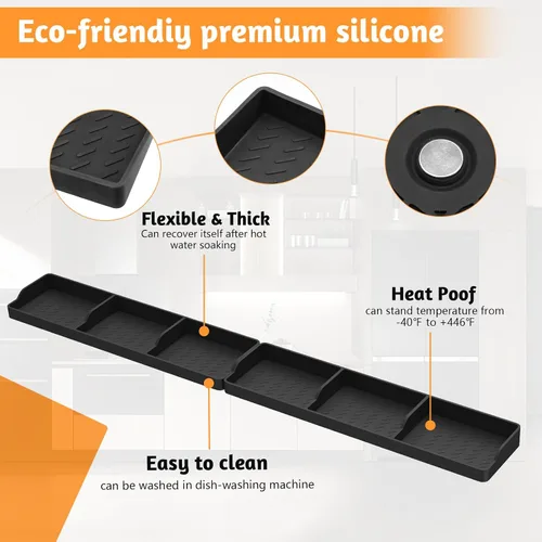 Miniatura 5 de Foeacry Estante superior magnético para estufa de 30 pulgadas/15 pulgadas, 2 piezas de silicona sobre el estante de la estufa, estante de especias