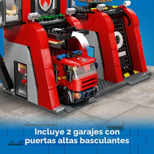 Miniatura 3 de LEGO City Estación de bomberos con camión de bomberos de juguete – Juegos de construcción de juguetes para niños con 2 accesorios de camión