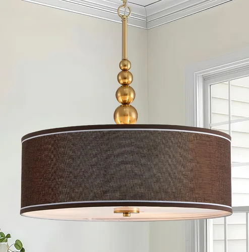 Miniatura 22 de Shrine Lámparas de tambor de iluminación, lámpara colgante de tambor perfecta para comedor, cocina, 7 pulgadas de profundidad x 9 pulgadas de alto