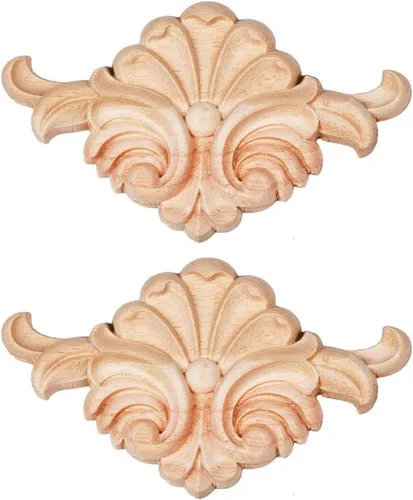 Miniatura 16 de Apliques de madera - Onlays tallados a mano (sin pintar) para puerta, pared, gabinete, chimenea y armario