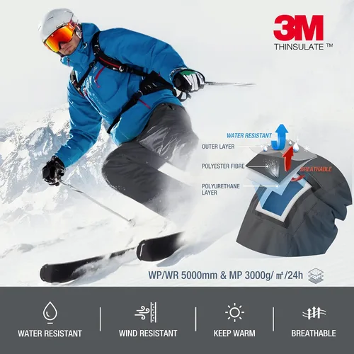 Miniatura 5 de HISEA Men's Snow Pants 3M Thinsulate Insulated Ski Pants Winter Snowboard Pants Mens Outdoor Hiking Work Pants