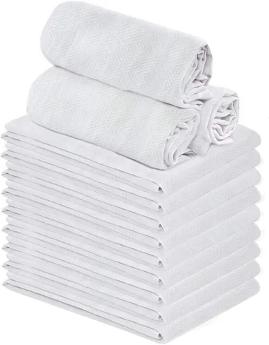 Miniatura 8 de Harina Sack - Toallas de cocina blancas – Paquete de 12 – 28 x 28 pulgadas – Toalla de cocina suave y absorbente – Toallas de bar de 100% algodón