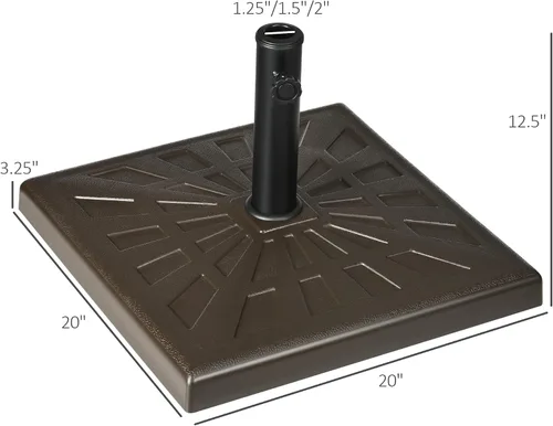 Miniatura 16 de Outsunny Base de resina para sombrilla de patio de 42 libras, soporte cuadrado de 20 pulgadas para postes de sombrilla de 1.26 pulgadas, 1.5