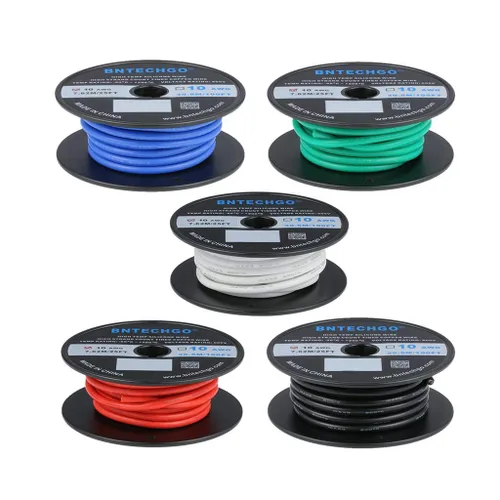 Miniatura 26 de BNTECHGO Carrete de alambre de silicona calibre 10 de 25 pies, alambre de cobre estañado trenzado de 10 AWG, color azul flexible