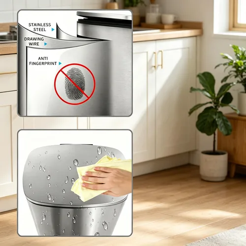 Miniatura 6 de Cubo de Basura con Pedal de Acero Inoxidable de 13 Galones Cubo de Basura de Metal con Tapa Cubos de Basura Grandes para Cocina, Baño, Baño, Oficina