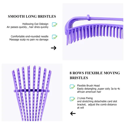 Miniatura 2 de Cepillo Desenredante para Cabello, cepillo desenredante para adultos y niños, juego de peines para cabello rizado, ondulado y ensortijado