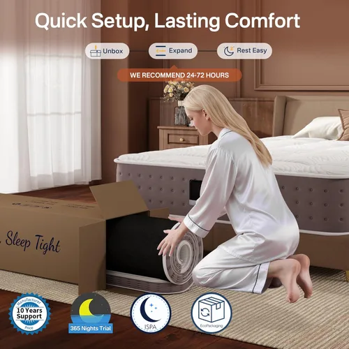 Miniatura 6 de Twin XL Mattress, 8 Inch Hybrid XL Twin Size Mattress in a Box, Cooling Gel Memory Foam Mattresses with Pocket Spring, Pressure Relief