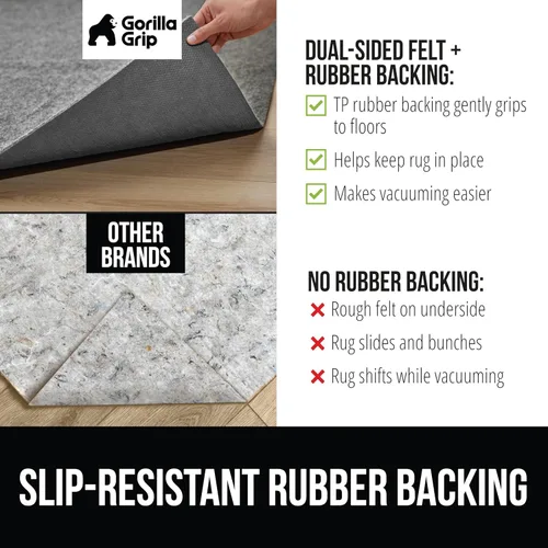 Miniatura 2 de GORILLA GRIP - Almohadilla antideslizante de fieltro y goma natural para mantener las alfombras en su lugar, 6 x 9 pies, acolchada, protectora