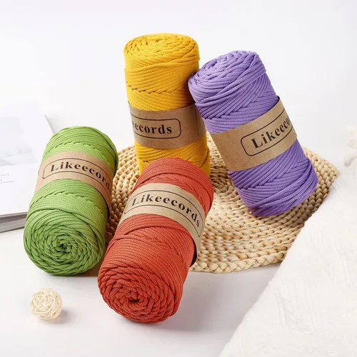 Miniatura 4 de Likeecords Cordón de macramé de poliéster trenzado de 4 mm, 140 yardas / 426 pies, hilo elástico para crochet, bolsa de cordón para manualidades