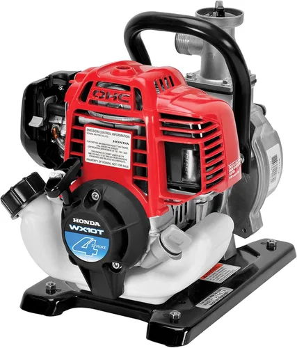 Honda Power Equipment WX10 Bomba de agua de 52 PSI de 4 tiempos con adaptador de manguera, manguera de succión, abrazaderas y colador, motor