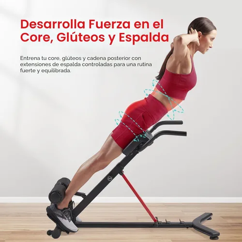 Miniatura 2 de Sunny Health & Fitness - Silla romana plegable de hiperextensión con extensión de espalda, banco de gimnasio en casa para sentadillas