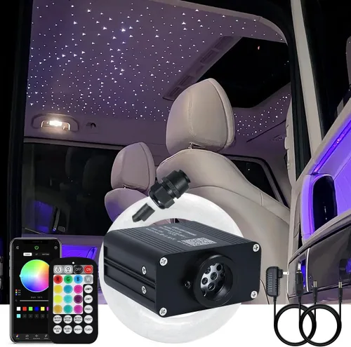 AKEPO - Kit de luz musical RGBW de 16 W, parpadeante, controlada a través de aplicación, fibra óptica, de tamaño pequeño, 300 unidades, 0.75 mm, 9.8