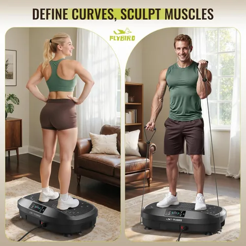 Miniatura 9 de FLYBIRD Vibration Plate Exercise Machine, Adjustable Speed High Intensity Vibration for Muscle Toning Weight Loss Lymphatic Drainage, Full Body
