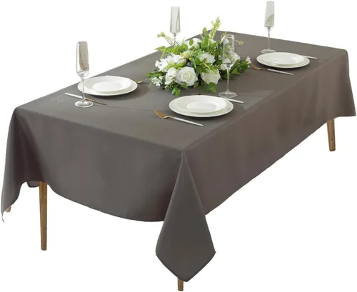 Miniatura 25 de Paquete de 2 Manteles Redondos de 120 Pulgadas de Carbón, Mantel de Poliéster Lavable para Uso en el Hogar, Fiestas, Bodas o Restaurantes.