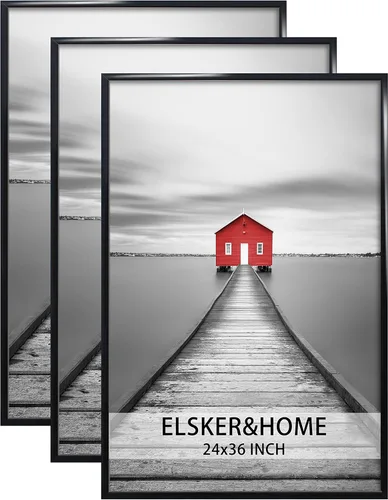 Miniatura 14 de ELSKER&HOME 18x24 Marco para Póster 3 Pack, Marco Plateado para Montaje Horizontal o Vertical en la Pared, Resistente y a Prueba de Arañazos