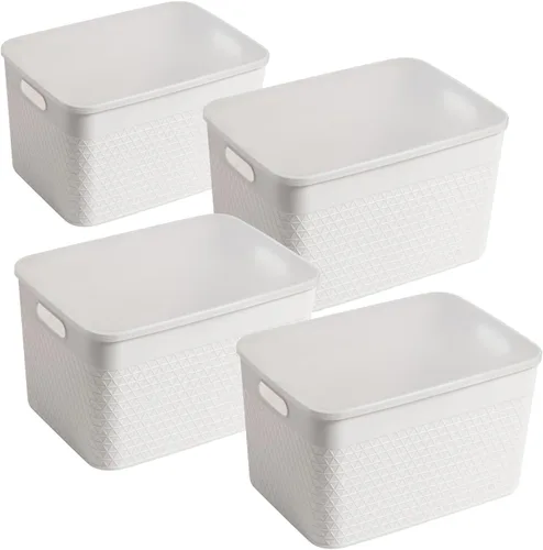 Miniatura 10 de HANAMYA Organizador de contenedores de almacenamiento con tapa Contenedor organizador de almacenamiento, 4 litros, juego de 6, menta
