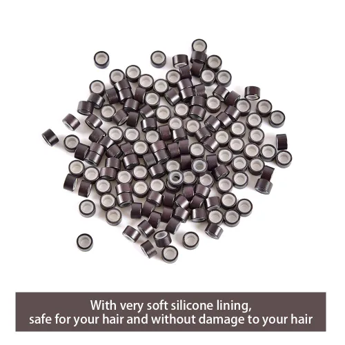 Miniatura 5 de 1000 anillos de microeslabones de silicona de alta calidad, cuentas forradas de 0.197 in para extensiones de cabello con punta I