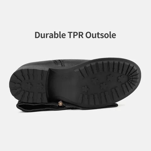 Miniatura 4 de DREAM PAIRS - Botas altas hasta la rodilla de pantorrilla ancha para mujer, botas tipo equitación con tacón bajo apilado