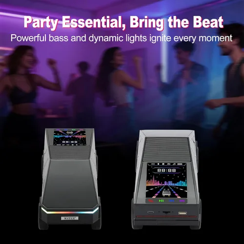Miniatura 8 de WSTER Altavoz Bluetooth con reproducción de camión de estilo futuro con pantalla LED, TWS estéreo, FM, reproducción USB/TF, faros LED, micrófono