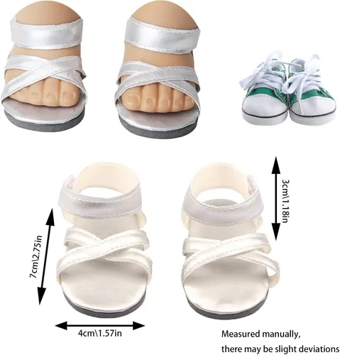 Miniatura 2 de 10 pares de zapatos de muñeca de 18 pulgadas, botas BOSOIRSOU de 2.75 pulgadas, zapatos de baile, sandalias, zapatos casuales, zapatos de lona