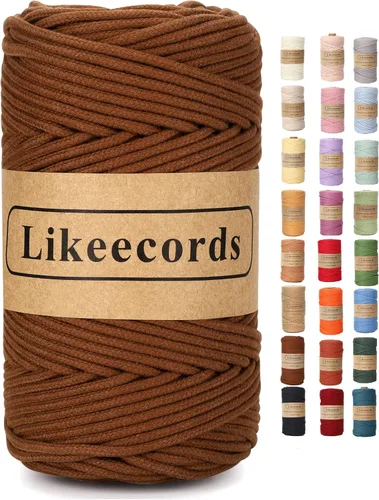 Miniatura 12 de Cordón de Algodón Trenzado 3mm x 109 yardas - Cuerda de Macramé Colorida para Manualidades, Ganchos, Colgantes de Pared - 100% Algodón Natural