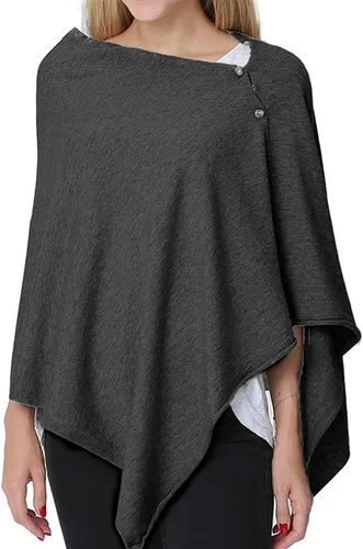 Miniatura 8 de stylesilove Multi-Use Knit Nursing Shawl Poncho Adjustable Buttons for Breastfeeding Protection Nursing Cover Infinity Scarf
