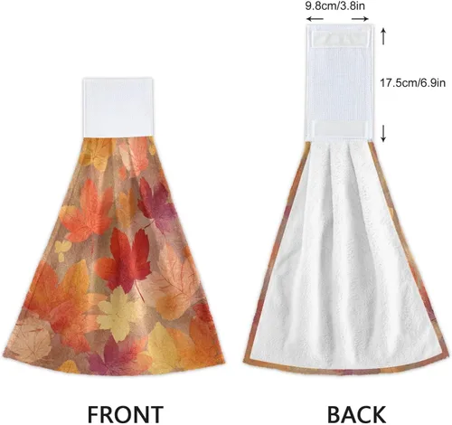 Miniatura 4 de Juego de 2 toallas de cocina colgantes con hojas de arce otoñal, toalla de secado rápido, toallas de té para mesa de baño, gimnasio, decoración