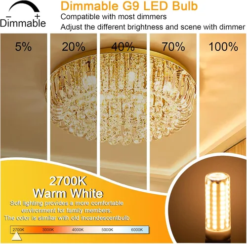 Miniatura 3 de Bombillas LED G9 de 8 W equivalentes a halógenos de 80 W, blanco suave 2700 K, ángulo de haz de 360, 120 V 800 LM, bombillas G9 con base de dos
