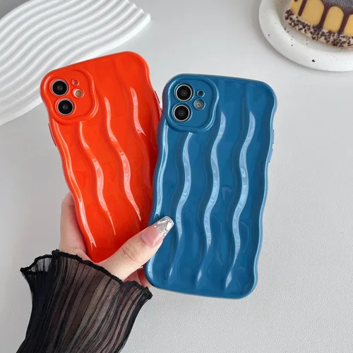 Miniatura 3 de Caseative Funda para iPhone 11, diseño de ondas rizadas, suave, compatible con iPhone (azul, iPhone 11)