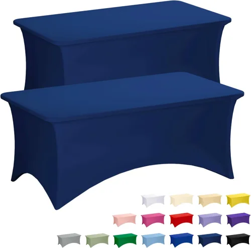 Miniatura 50 de Fixwal Paquete de 3 Manteles Negros para Mesas Rectangulares de 6 Pies, Manteles Rectangulares Elásticos de Spandex Ajustables de 6 Pies