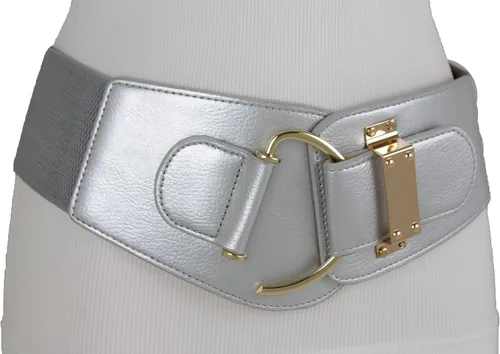 Miniatura 85 de TFJ - Cinturón ancho de moda para mujer, cintura alta, hebilla de gancho de metal dorado, talla XS, S, M, L, XL