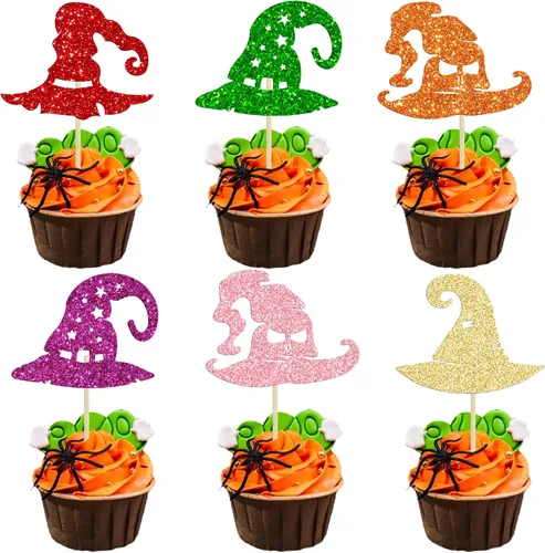 Miniatura 12 de Gyufise 1 pieza de decoración de pastel de cumpleaños con purpurina montada de terror clásico de Halloween para temática de terror sangriento