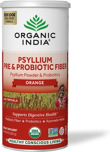 Miniatura 7 de ORGANIC INDIA Polvo de cáscara de psyllium – Suplemento de fibra pre y probiótica, suplemento de fibra de cáscara de psyllium orgánica con cáscara